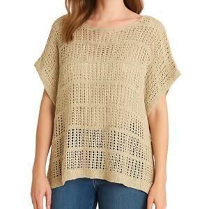 Chicos NWT Mesh Stitch Elsie Pullover Sweater Khaki Tan Size Chico 1 (US 8) Boho